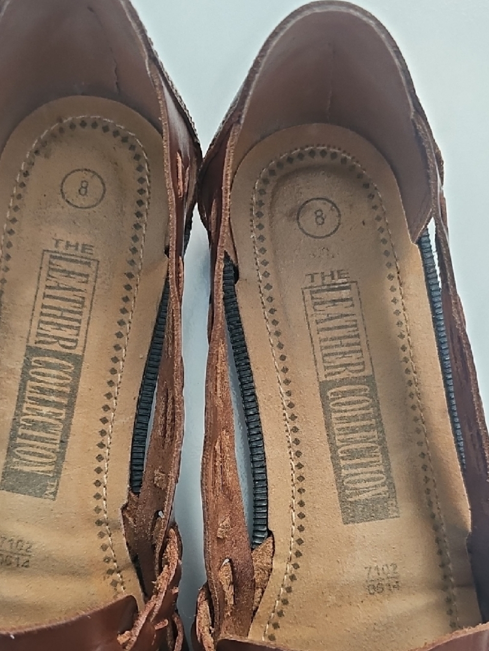 Woven Brown Genuine Leather Huarache Flats. - Picture 4 of 5